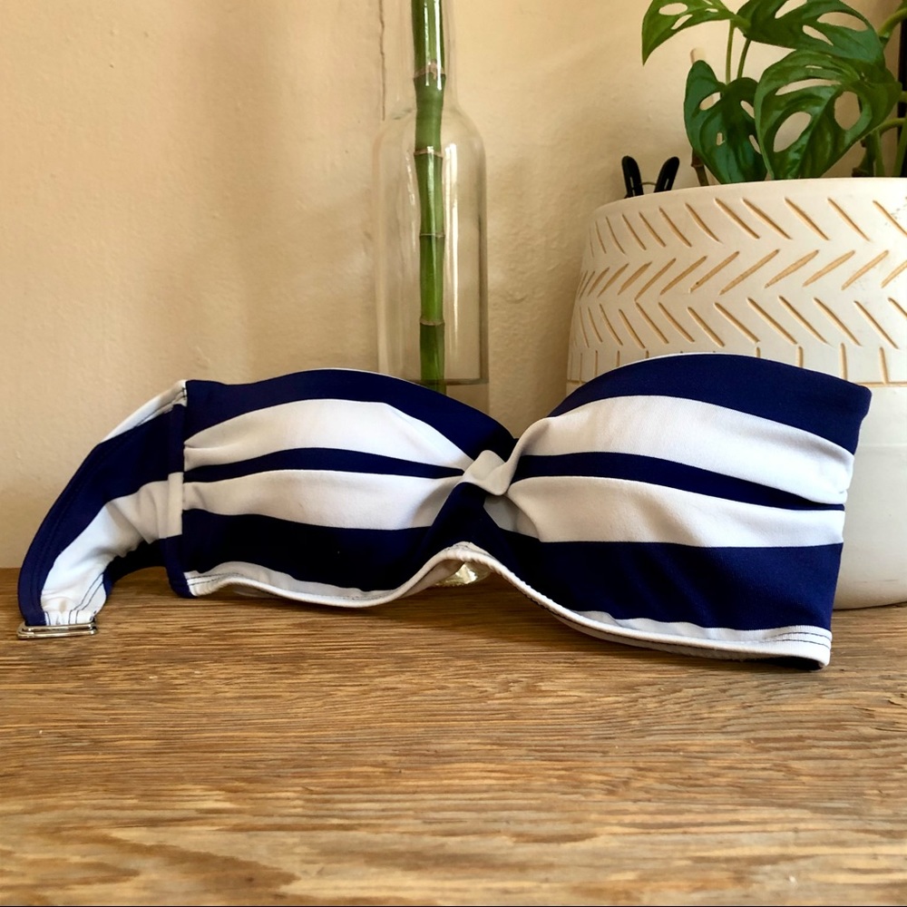 Mossimo Striped Navy Strapless Bikini Top